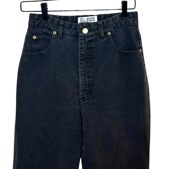 St. John Women’s Signature High Rise Straight Leg Jeans Faded Black Size 10 - Picture 3 of 7